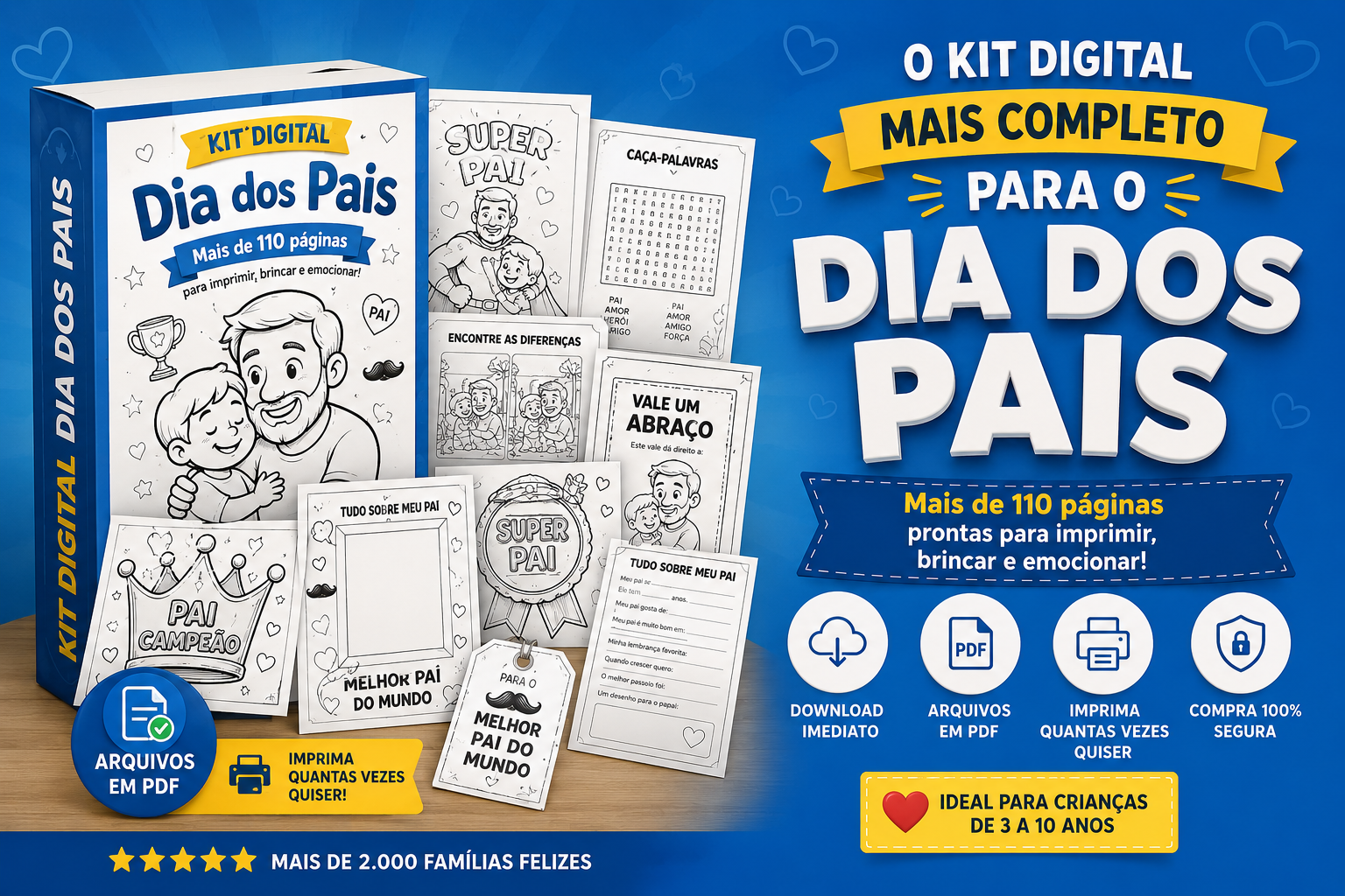 Kit Digital Dia dos Pais - mais de 110 páginas para imprimir, brincar e emocionar