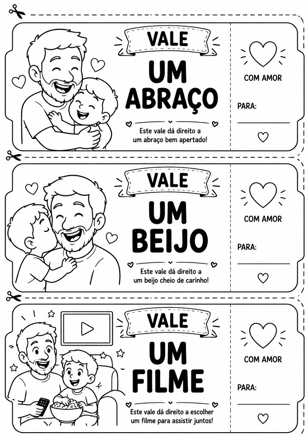 Exemplo de vales do papai